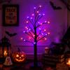Probuk Lampada Albero per Halloween, Albero di Betulla Illuminato da 60 cm con 24 LED Arancioni e Viola, Alimentato via USB o Batterie, per Atmosfere Spettrali in Feste, Spettacoli e Case Infestate