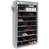Relaxdays 1x Scarpiera Salvaspazio, 9 Ripiani, 45 Scarpe, Rivestimento in Tessuto, Portascarpe, HxLxP: 161 x 88 x 30 cm, Antracite