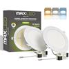 Maxled, Light is Led! Set di 2 Faretti LED Incasso Cartongesso 12W 960LM Luci Soffitto Interno 120º 3CCT 3000K/4000K/6000K Faretto LED Incasso IP44 Non Dimmerabile Φ170mm Diametro Foro Φ155mm AC 230V