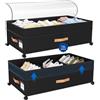 KLINTOS Contenitore sotto il letto su ruote, confezione da 2 organizer per | Scatole portaoggetti con coperchio trasparente, per riporre vestiti, scarpe, biancheria da letto, coperte e giocattoli