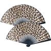 SYRQUX Ventagli leopardati Pieghevoli Set da 2 | servono per ventilarsi e completare il look; estate, feste, ballo o foto