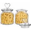 Nivofu Set di 2 Barattoli Vetro, 650ml Biscottiera in Vetro a Costine con Guarnizione Ermetica in PP, Porta Caramelle e Porta Confetti per Confettate, Barattoli Cucina per Sale Zucchero Caffè
