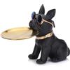 XIYOUQI Scultura di bulldog francese in resina, portachiavi per tavolo d'ingresso, adorabile statua di maggiordomo canino con portachiavi, figurina di bulldog francese nero, scultura animale,