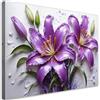 Feeby Quadro su Tela Non Tessuta - Stampa Su Tela - Fiori Viola Gigli Gocce d'acqua - 30x20 cm - Decorazione Murale - Moderno Soggiorno - quadri moderni soggiorno - poster