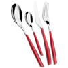 BUGATTI, Glamour, Set Posate 4 Pezzi in Acciaio Inox 18/10 e Manico Colore Rosso. Servizio Posate per 1 Persone Composto da 1 Cucchiaio, 1 forchetta, 1 Coltello e 1 cucchiaino caffè