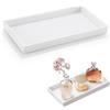 JOYOLA Vassoio da Bagno in Ceramica, Rettangolare, Bianco, Vassoio per Vasca da Bagno, Porta Cosmetici per Fazzoletti, Candele, Asciugamani, Piante, Anelli, Piatti, Profumo, Shampoo