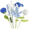 CEWUDA 6 fiori all'uncinetto bouquet di tulipani, rose, gigli | Bouquet di fiori artificiali blu all'uncinetto, fatto a mano, per donne, amici, festa della mamma, compleanno