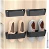 wiksite 4 portascarpe da parete, per camper, per il montaggio a parete, organizer per scarpe da campeggio con senza foratura, autoadesivo o foratura, per porta, per corridoio, bagno, portatile, colore nero