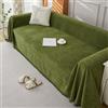 Highdi Telo Copridivano, Copri Divano in Ciniglia con Frange Decorative, Copridivano AntiGraffio Gatto Protezione per Mobili e Divano,Copridivani 3 Posti e 2 Posti (180x180cm,Verde Scuro)