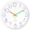 CIMOYBAI 12 Pollici Orologio da Parete Silenzioso Moderno, 30 cm Silenzioso Senza Ticchettio, Cifre 3D colorate orologio parete per camere, casa, cucina, Scuola, ufficio (Blanco-E)