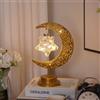 HAOSHICS Luce notturna in legno Eid Crafts, luci da tavolo islamiche a LED luna, decorazione Eid Mubarak fai da te musulmana illuminazione 3D Ramadan Mubarak lampada decorazioni per forniture per feste in casa