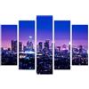 AREDE Set di 5 Stampe da Parete Quadri Moderni Decorazioni da Muro per Casa Soggiorno Camera da Letto e Cucina Panorama di Los Angeles| 120 x 80 cm | Pronto da appendere