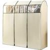 LUNAIZHUO Copriabiti Antipolvere con Cerniera, Copriabiti da Armadio Completamente Chiusa con Finestra Trasparente, per Appendere i Vestiti(Beige,100x50x150cm/39x20x59in)