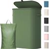 Lifewit Cesto Portabiancheria, Cesta Panni Sporchi con coperchio, Laundry Basket con Plastica Manici, Porta Biancheria Sporca per Bagno, Lavanderia, Camera da Letto, 55 L, Verde