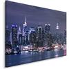 Feeby Frames Feeby Quadro Su Tela Città Notte New York Manhattan 70x50 cm 1 pezzo Fotografia Decorazione da parete Immagini Moderni per Soggiorno Camera da Letto Ufficio Cucina Sul Fiume Hudson Neon Blu Scuro Blu