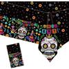 DPKOW Halloween Tovaglia con Teschio di Zucchero Decorazioni per il Giorno dei Morti Tovaglie in plastica per Halloween Messicane Feste Decorazioni per la casa per Day of The Dead Decoration, 9*4.5 ft