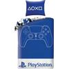Halantex PlayStation PS5 Copripiumino Singolo 140x200 + Federa Microfibra Controller | Set letto reversibile singolo | Design essenziale DualSense | Lato reversibile camouflage blu | Oeko-Tex