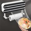 SUNOYA Dispenser di carta stagnola 3 in 1 con porta rotolo da cucina, dispenser di carta da cucina da parete, dispenser di carta stagnola con taglierino, dispenser di carta stagnola e