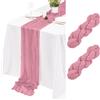 Lumaycens Confezione da 2 runner da tavola con rose polverose, 43,2 x 274,3 cm, runner da tavola lungo in garza bohémien, semi velato, per matrimoni, feste, compleanni, baby shower