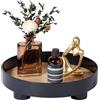 Anyoifax Vassoio rotondo decorativo per vanità, vassoio per profumo da bagno, supporto in legno per espositore, cassettiera, nero