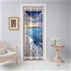 Odot Tende Oscuranti per Interni con Occhielli, Tende per Porta con Stampa Spiaggia del Mare Blu 3D, Tenda Divisore della Stanza, Armadio, Soggiorno, Camera da Letto, 1 Pezzo (Stile L,80x180cm)