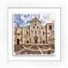 Lupia - Quadro moderno con paesaggi e localismi italiani, Ceramica e Stampa Rilievo, Cornice Legno Shabby Modern bianca, Decorazione Parete, Quadretti Soggiorno, 29x29 cm PUGLIA BARI BASILICA S.NICOLA