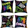 Joymaison Federe Cuscini Divano 40x40 set da 4 Videogiochi Gioco Controller | Decorativa Copricuscini Giochi Velluto Colorato per Divano Soggiorno Esterno