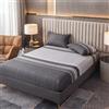 Generic Set di 3 pezzi, lenzuola doppie, con stampa, lenzuolo con angoli (200 x 91 x 30 cm) + 2 federe (70 x 50 cm), adatto per camera da letto, camera degli ospiti, solo federe, cuscini non inclusi (grigio)