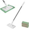 Nikou Mocio con Sistema di Bloccaggio a Pressione, Mocio Senza Lavaggio con 4 Panni, Mop Rotante a 360°, Lavapavimenti Mini Pulitore con Cambio Automatico per Pulire i Pavimenti, Armadi, Pareti
