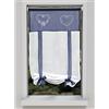SMITHOOM 1 Pannello Tenda Avvolgibile Cuore Ricamato Morbido Velato Tende Sollevabile Cravatta per Caffè Cucina Soggiorno Balcone Bagno, Blu, Larghezza 60cm/Altezza 120cm