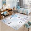 TAPISO Emma Tappeto Gioco Bambini Sala Giochi Cameretta Stanza Bambini Stampato Morbido Multicolore Grigio Blu Chiaro Antiscivolo Lavabile in Lavatrice 140 x 200 cm