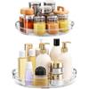 HOMAVEL 2Pz Organizer Girevole 23,5cm & 27,5cm, Vassoio Rotante Cucina | Portaspezie Girevole 360°, Vassoio Rotante Trasparente Cucina con Base Antiscivolo e Bordo Rialzato per Frigorifero