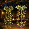 ZrdlqlLcjxy Solar-Powered Hanging Milan Grass Light , Solar-Powered Hanging Lamp made of Milangras Lifelike Foliage & Auto on/off, Porch Hanging Decor for Outside (2Pcs-Milan Grass+Butterfly)