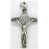 GTBITALY 10.674.31 ms croce di san benedetto argento con smalto mosaico con anello 8 cm esorcista esorcismo verde smeraldo