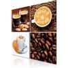 decomonkey Quadri Moderni Cucina Set Caffè - jedes Teil, 4 pezzi, 20x20 cm | Tela strutturata su telaio in legno, decorazione per soggiorno, camera da letto e ufficio, Quadro Stampa su Tela