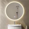 HOROW Specchio da bagno rotondo con illuminazione LED, 80 cm, bianco freddo e caldo, dimmerabile, anti-appannamento, IP44, a risparmio energetico