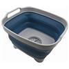 SAMMART Pentola pieghevole da 7,5 l con tappo di scarico, lavabo pieghevole, vasca portatile per lavare i piatti, vassoio salvaspazio da cucina (grigio/blu acciaio, 1)