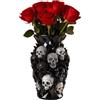Generic Vaso gotico a forma di teschio, 15 cm, vaso scheletro in resina per decorazione domestica gotica, vaso da fiori decorativo per rose rosse e nere fiori freschi o secchi, accessori spettrali per