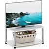 Furinno Turn-N-Tube No Tools Supporti TV rialzati a 2 livelli, Rovere Bianco/Acciaio Inossidabile