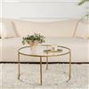 Dmora Tavolino da Salotto Guidi, Tavolo Basso da caffè, Portariviste per Divano, Ripiano da Soggiorno, 80x80 h43 cm, Oro e Trasparente
