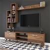 Dmora - Parete attrezzata Lokis, Composizione soggiorno, Mobile salotto multiuso, Armadio porta TV, 180x35 h49 cm, Noce