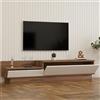 Dmora Mobile Porta TV Lulano 160x35x35h cm Bianco 2 Ante 2 Vani, Apertura a Ribalta