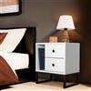 Dmora - Comodino Predazzo, Comò basso, Tavolino da notte, Mensola da letto, 45x30 h50 cm, Bianco e Nero