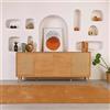 Dmora - Credenza Hypsipyle, Buffet da Soggiorno, Madia da Salotto, Dispensa da Cucina, 180x41 h81 cm, Quercia