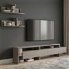Dmora - Parete attrezzata Eudora, Composizione Soggiorno, Mobile Salotto Multiuso, Armadio Porta TV, 180x32 h42 cm, Beige