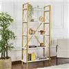 Dmora - Libreria Martone, Scaffale da ufficio, Mobile portalibri, Biblioteca, 90x34 h180 cm, Bianco e Oro