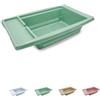 Virsus Scolaverdure da lavello 51A, misura 43x26x10,5 cm, privo di BPA, cestello scolapasta, scolapiatti colino per verdure, frutta, posate, stoviglie per lavandino (Verde Acqua)