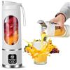 KUWUNG Frullatore portatile per smoothie Maker to Go, 450 ml, ricaricabile tramite USB, piccolo frullatore con 12 lame, display LED, mini frullatore per frullati, succhi di frutta, frullati (bianco)