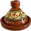 ARTIGIANATO VULCANO Tajine Marocchina in Terracotta Smaltata Ø 19 cm, Pentola Tajine Artigianale Dipinta a Mano, Smalto Senza Piombo, con Coperchio Conico, Istruzioni e Ricette Tipiche