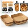 HONYAO Carta Forno per Friggitrice ad Aria per Philips Dual Airfryer Serie 3000/5000 NA350 NA352 NA550 9L(6L/3L) Moulinex 8,3L(5,2L/3,1L), 100 Pezzi Usa e Getta Carta Pergamena Air Fryer Accessori